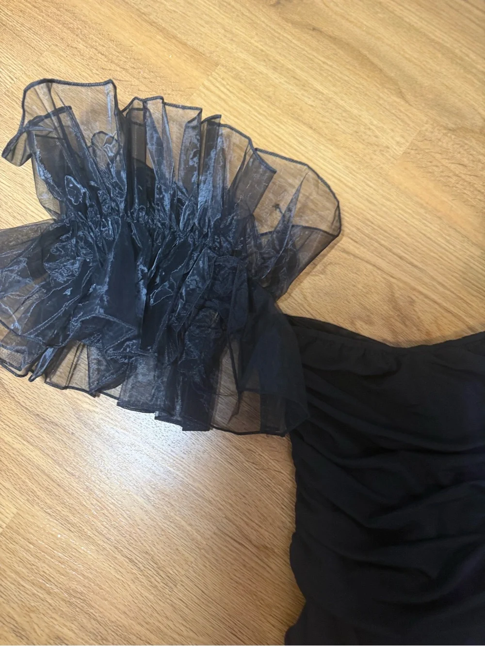 Mariah Davis Black Ruffle- off the shoulder body suit
